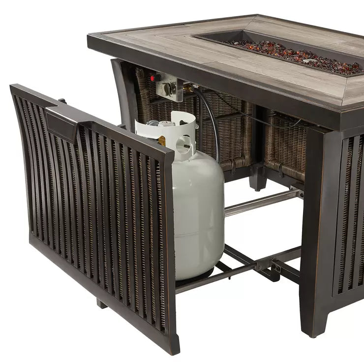 Agio Wellington 5 Piece Woven Fire Chat Set + Cover