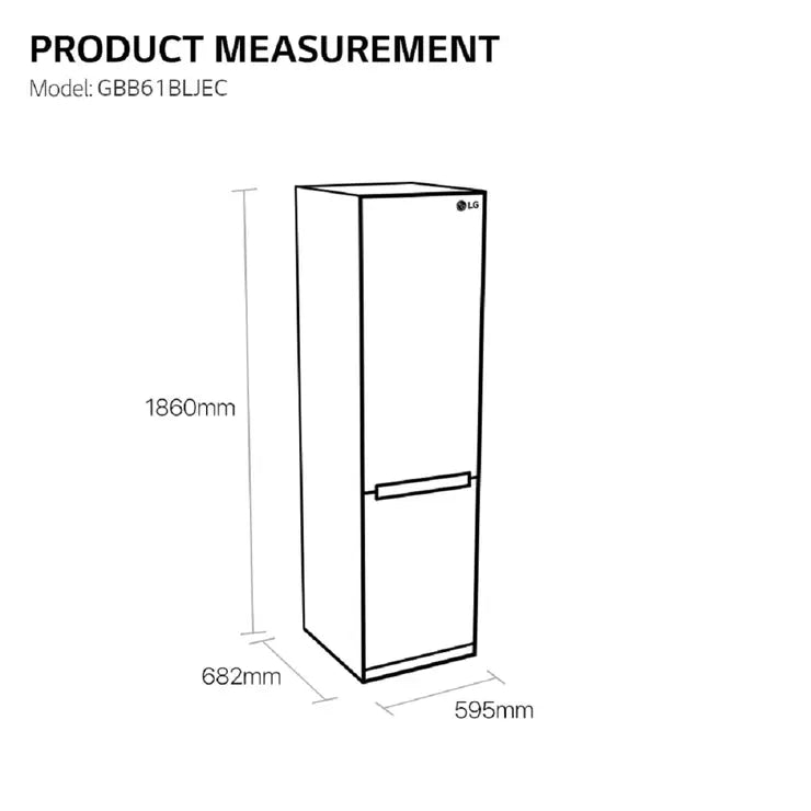 LG GBB61BLJEC, Fridge Freezer, E Rated in Black Steel