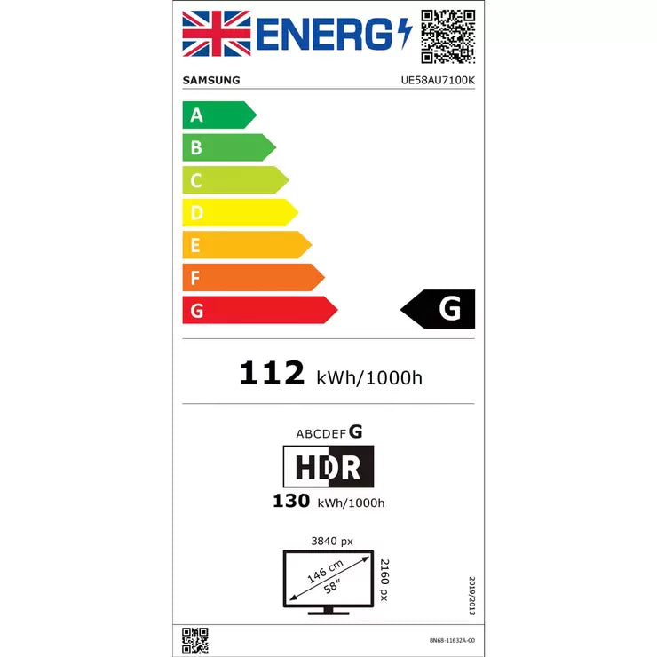 Samsung UE58AU7100KXXU 58 Inch 4K Ultra HD Smart TV