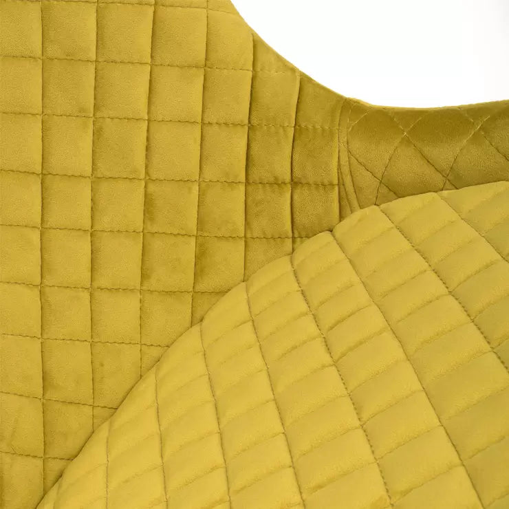 Gala Mustard Velvet Quilted Bar Stool, 2 Pack