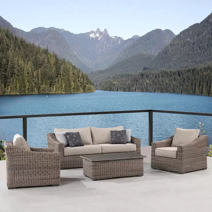 OVE Decors Denver 4 Piece Woven Deep Seating Patio Set