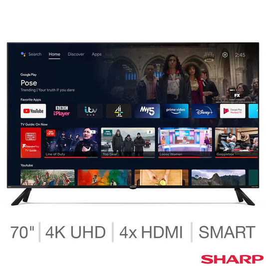 Sharp 4T-C70DN5KM2AB 70 Inch 4K Ultra HD Smart Android TV
