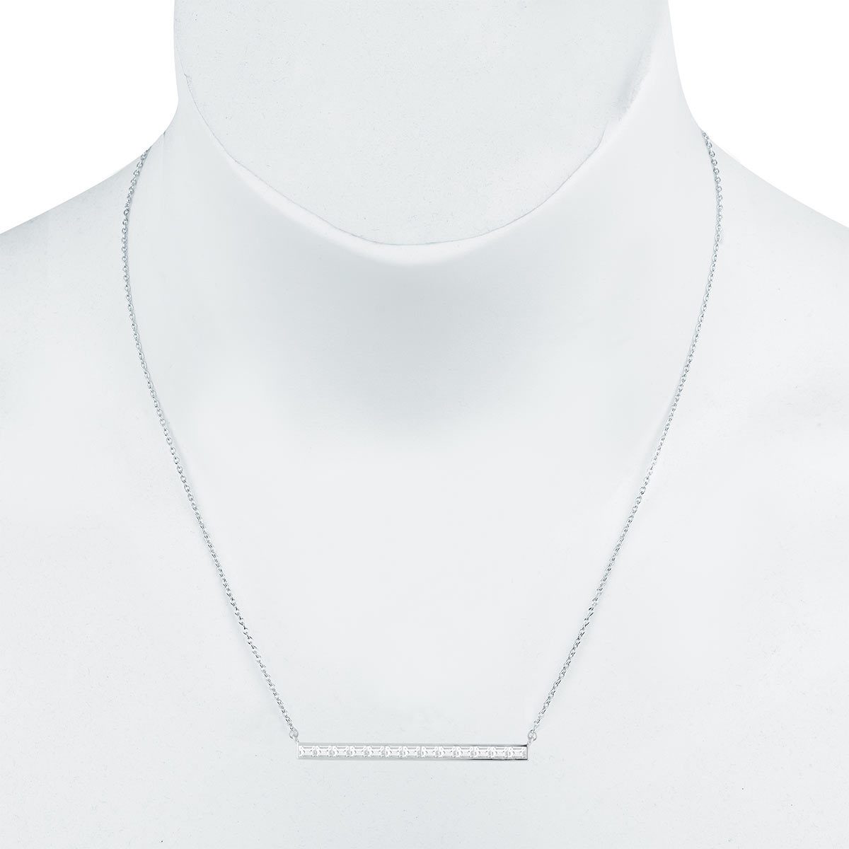 1.24ctw Baguette Cut Diamond Necklace, 18ct White Gold