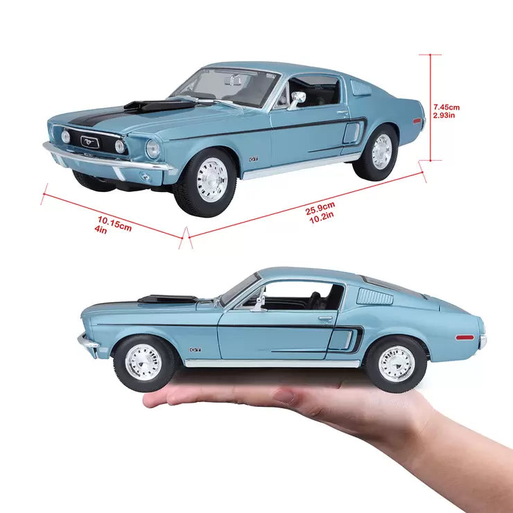 Maisto 1:18 Scale Highly Detailed Die Cast Vehicles: Jaguar E-type Cabriolet & 1968 Ford Mustang GT Cobra Jet - 2 Pack (3+ Years)