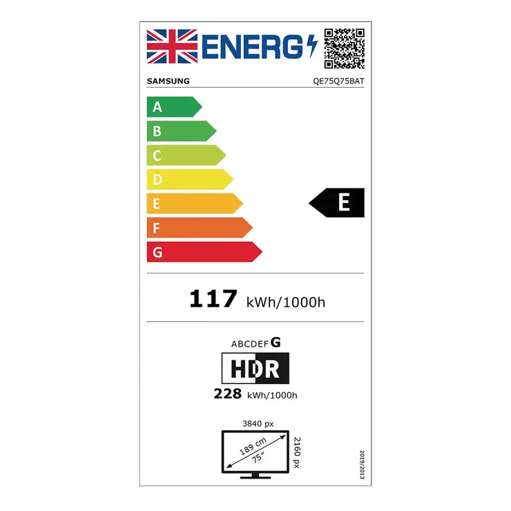 Samsung QE75Q75BATXXUU 75 Inch QLED 4K Ultra HD Smart TV