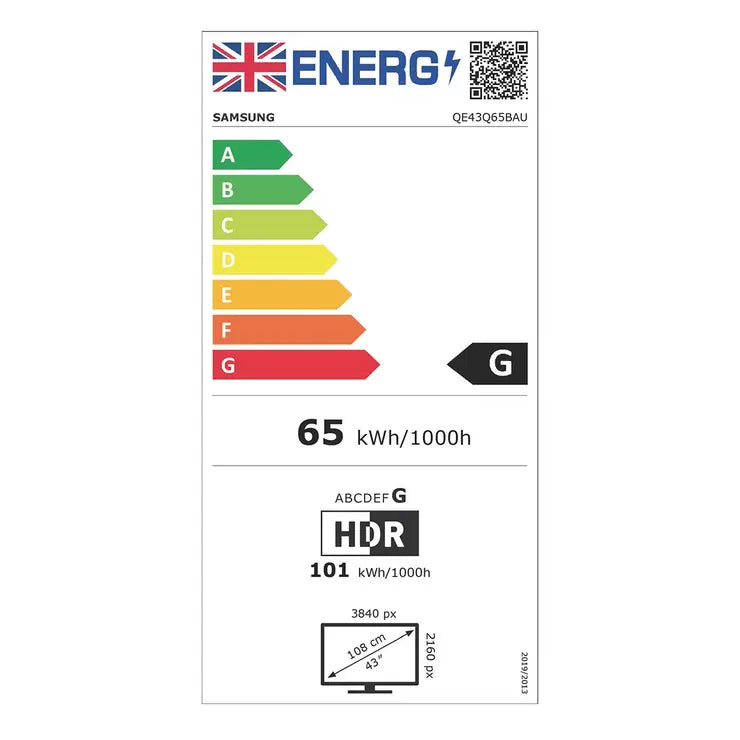 Samsung QE43Q65BAUXXU 43 Inch QLED 4K Ultra HD Smart TV