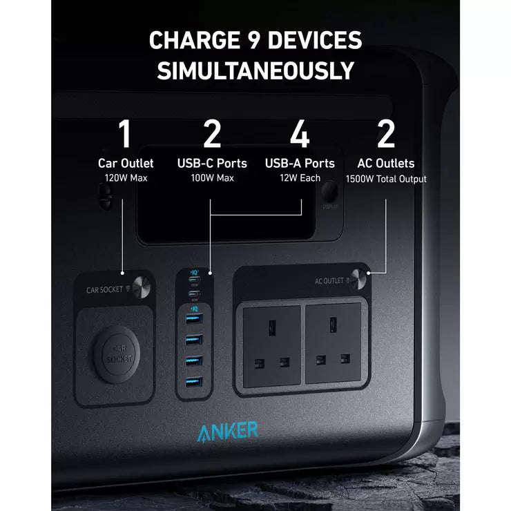 Anker 757 PowerHouse 1229Wh Portable Power Station with 2 x 100W Solar Panels