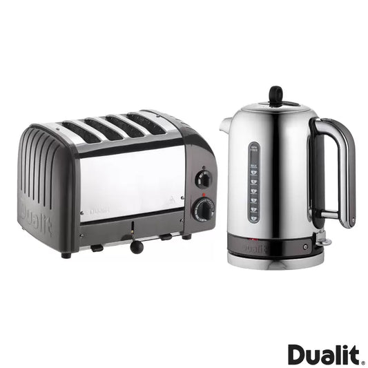 Dualit Classic 1.7L Kettle & 4 Slot Toaster Set in Charcoal 10133