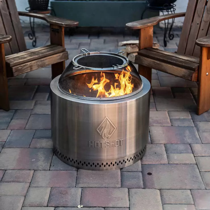 HotShot 22" Wood Burning Fire Pit & Grill with Cover and Accessories