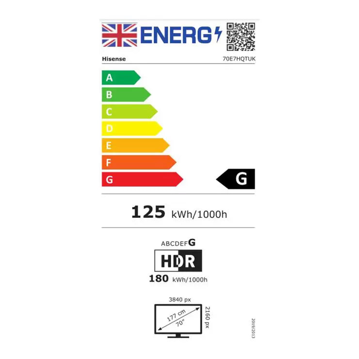 Hisense 70E7HQTUK 70 Inch QLED 4K Ultra HD Smart TV