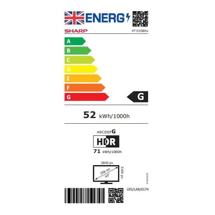 Sharp 4T-C43EH2KF2FB 43 Inch 4K Ultra HD Smart TV