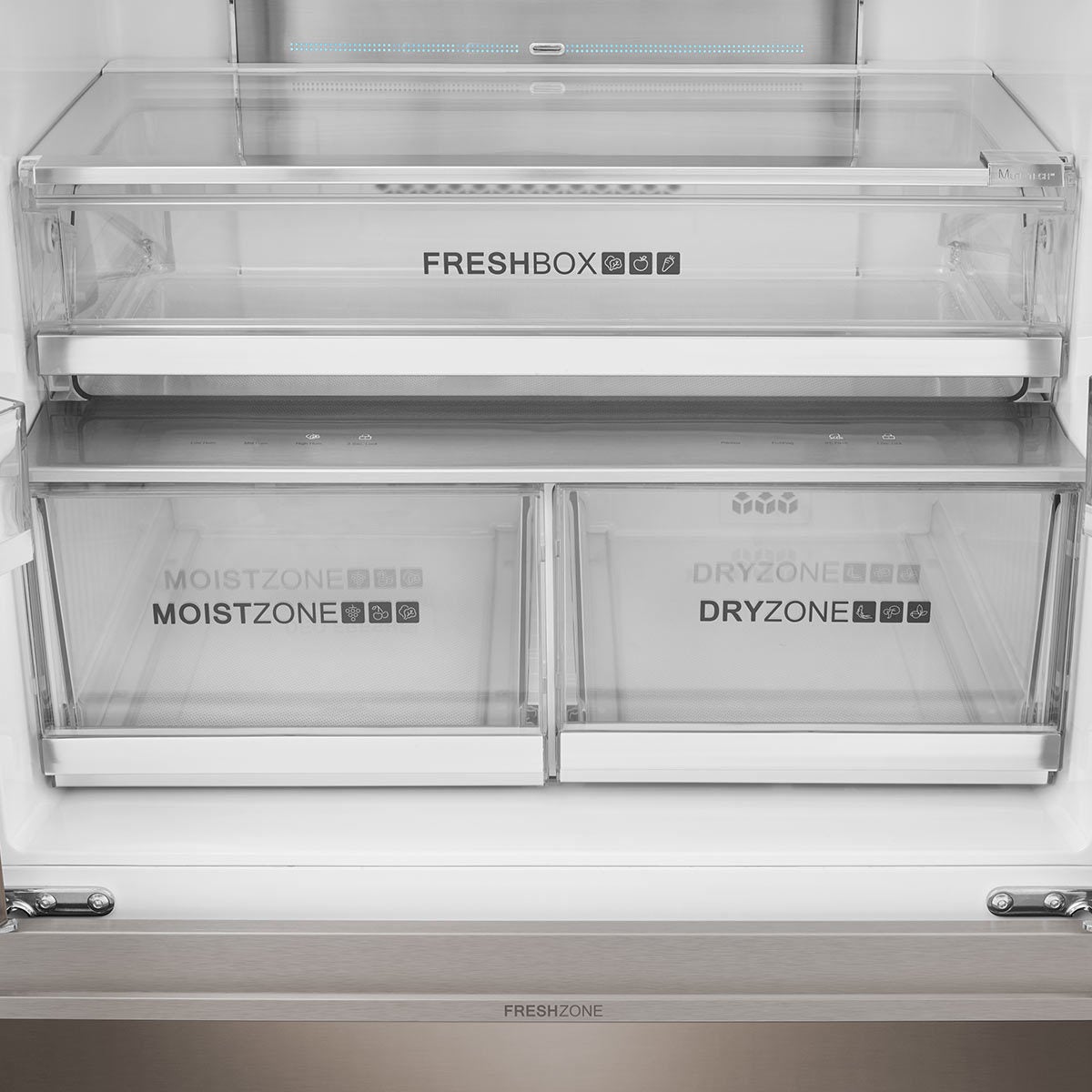 Haier HB18FGSAAA, Multidoor Fridge Freezer E Rated in Titanium Steel