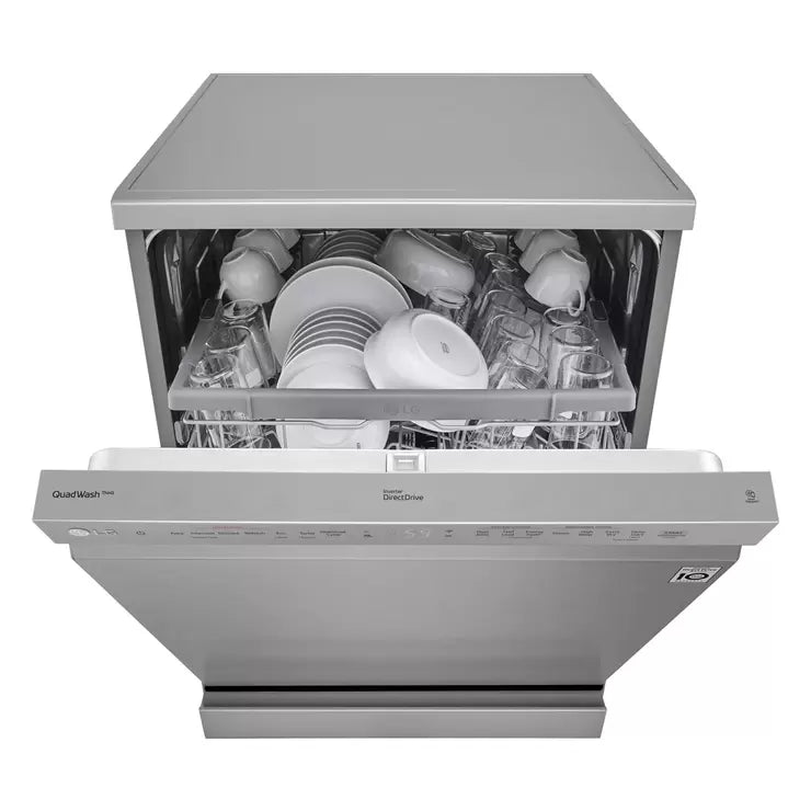 LG DF222FPS, 14 Places Setting, TrueSteam™, QuadWash™ Dishwasher, E Rated in Stainless Steel