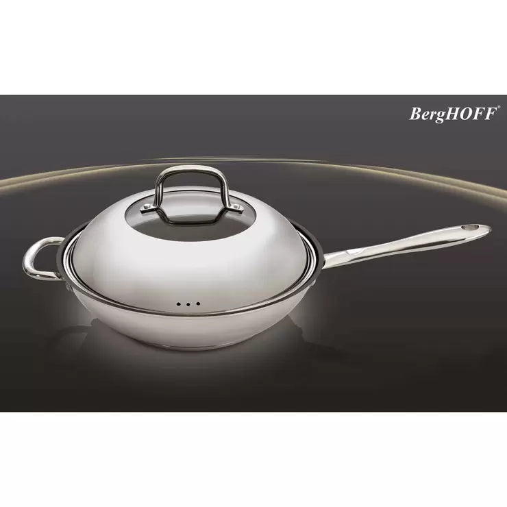 BergHOFF Moon Stainless Steel 28cm Wok with Lid