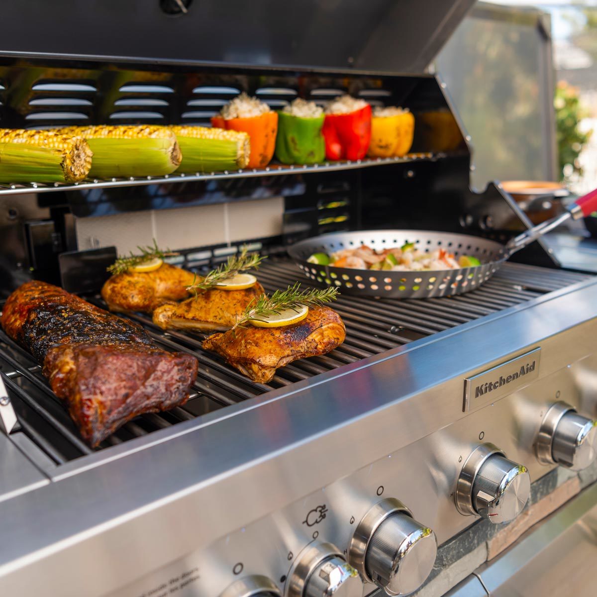 KitchenAid 9 Burner Island Gas Barbecue Grill + Cover