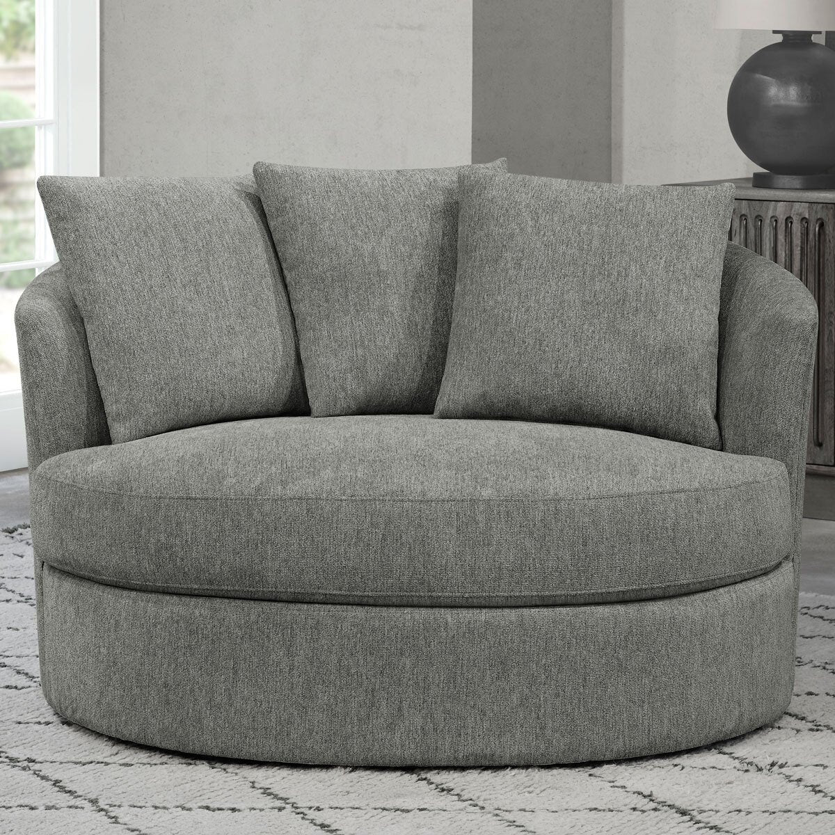 Thomasville Light Grey Fabric Swivel Chair