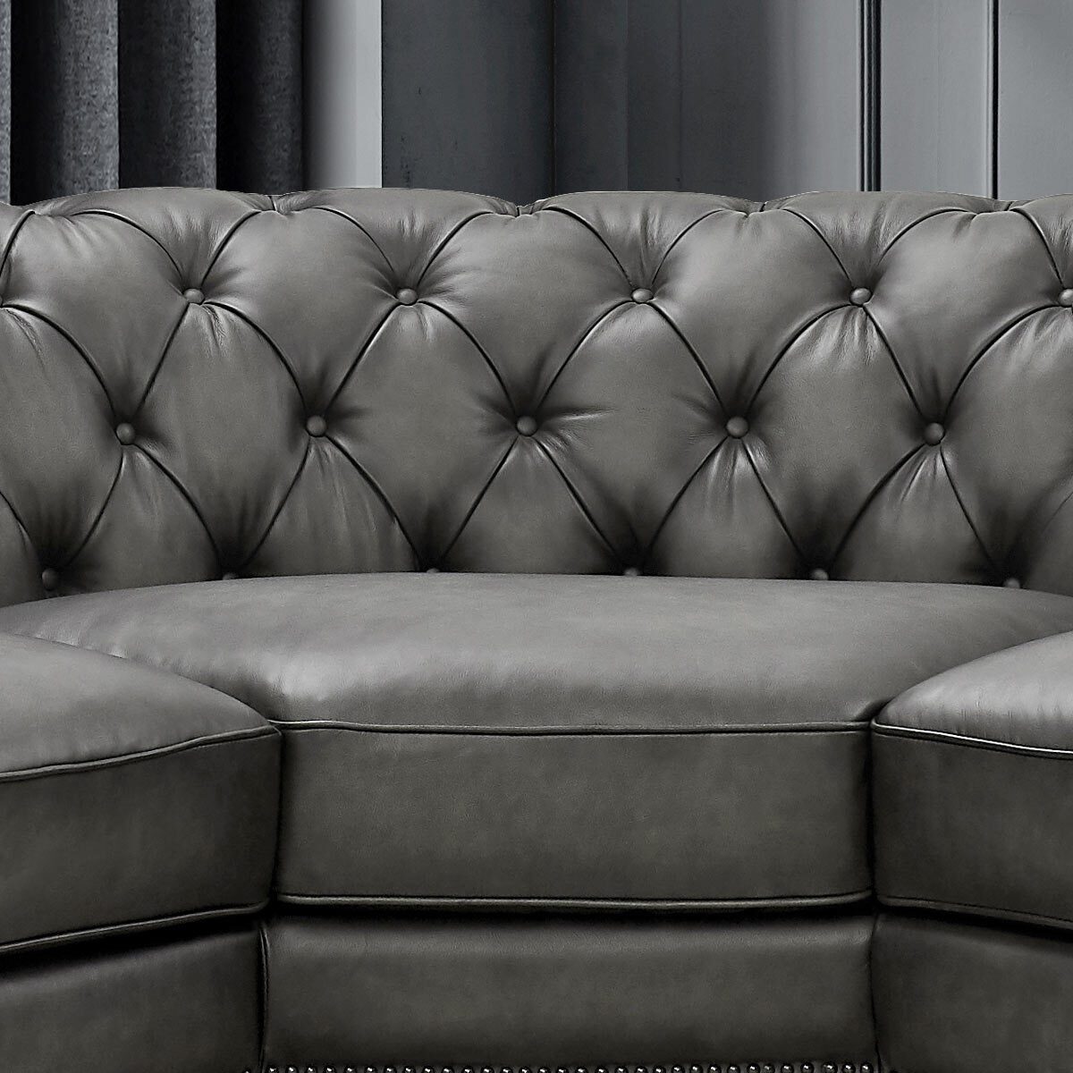 Allington Grey Leather Chesterfield Corner Sofa