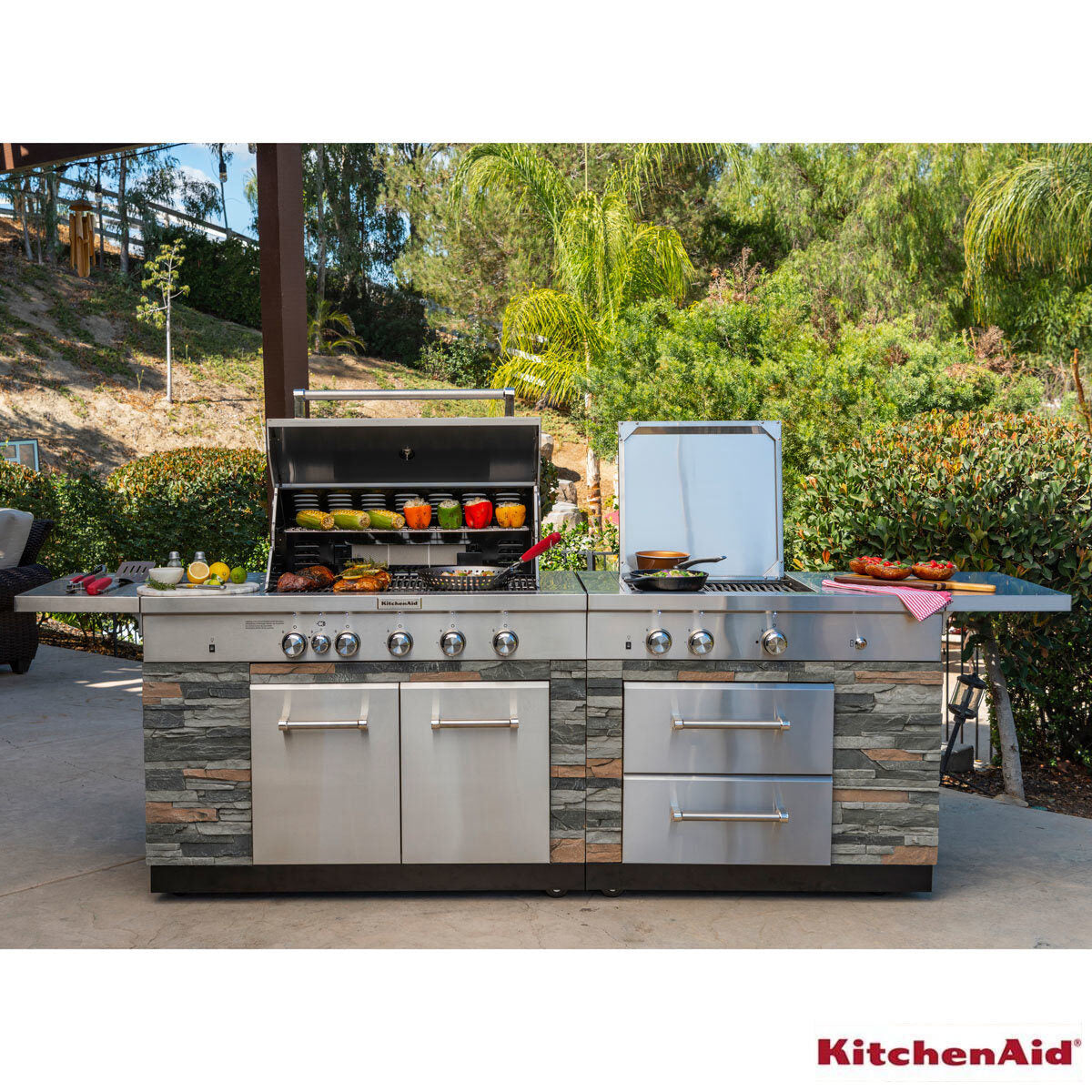 KitchenAid 9 Burner Island Gas Barbecue Grill +  Cover