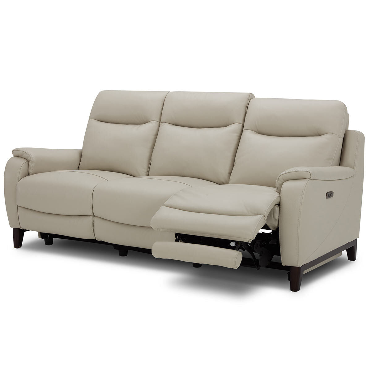 Gilman Creek Barrett 3 Seater Light Grey Leather Power Reclining Sofa with Power Headrests