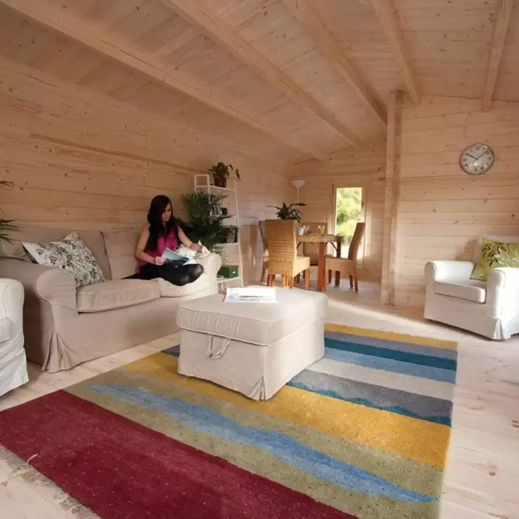 Installed Forest Garden Woodbury 58mm Log Cabin 22ft 9" x 13ft 1" (7.0 x 4.0m)