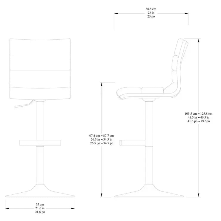 Bayside Furnishings Black Bonded Leather Gas Lift Bar Stool