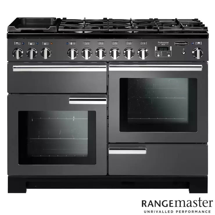 Rangemaster PDL110DFFSL/C Dual Fuel Range Cooker, A Rated in Slate