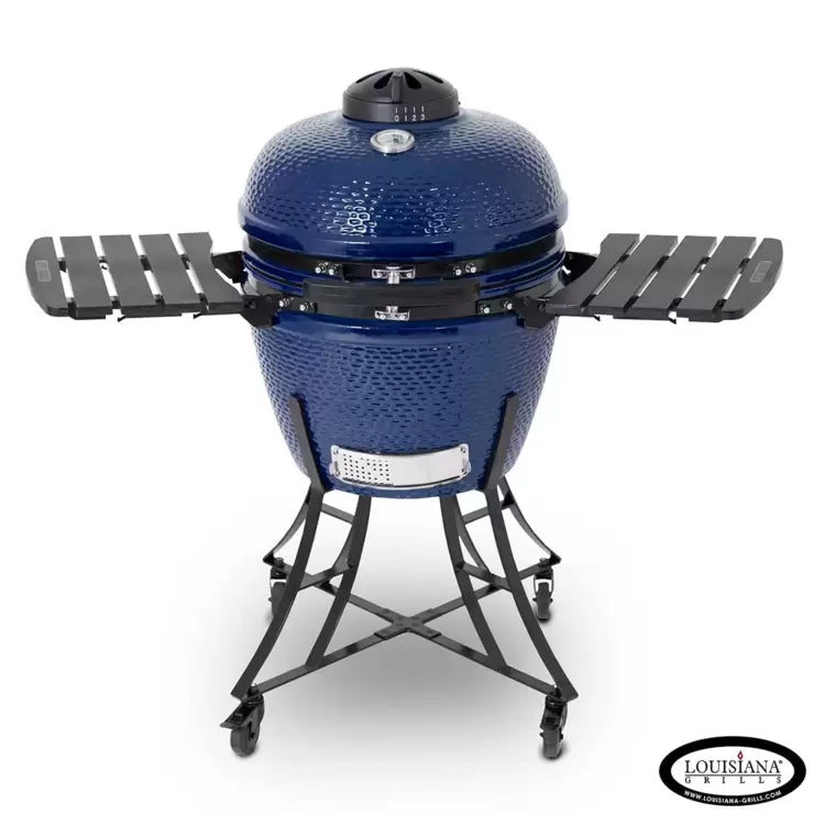 Louisiana Grills 24" (60 cm) Ceramic Kamado Charcoal Barbecue in Blue + Cover