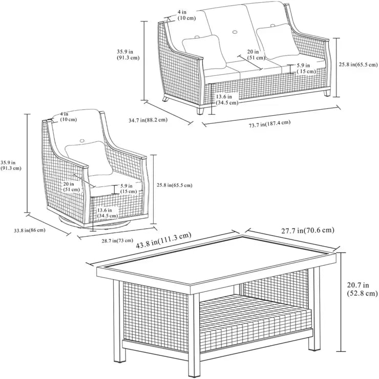 Agio Bridgeport 4 Piece Woven Deep Seating Patio Set