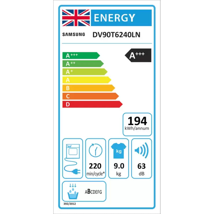 Samsung Series 6 DV90T6240LN/S1, 9kg, Heat Pump Tumble Dryer, A+++ Rated in Graphite