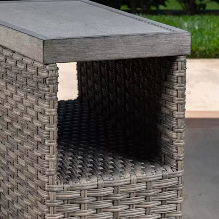 SunVilla Laguna 5 Piece Woven Deep Seating Fire Sectional Patio Set