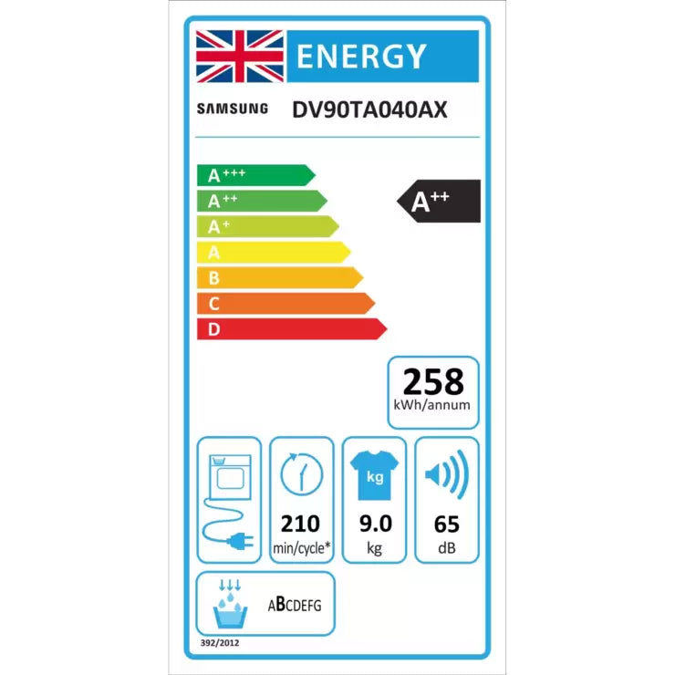 Samsung Series 5 DV90TA040AX/EU, 9kg, Heat Pump Tumble Dryer, A++ Rated in Graphite