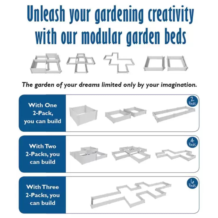 Vita 120 x 120 cm White Vinyl Garden Bed 2-Pack with GroGrid