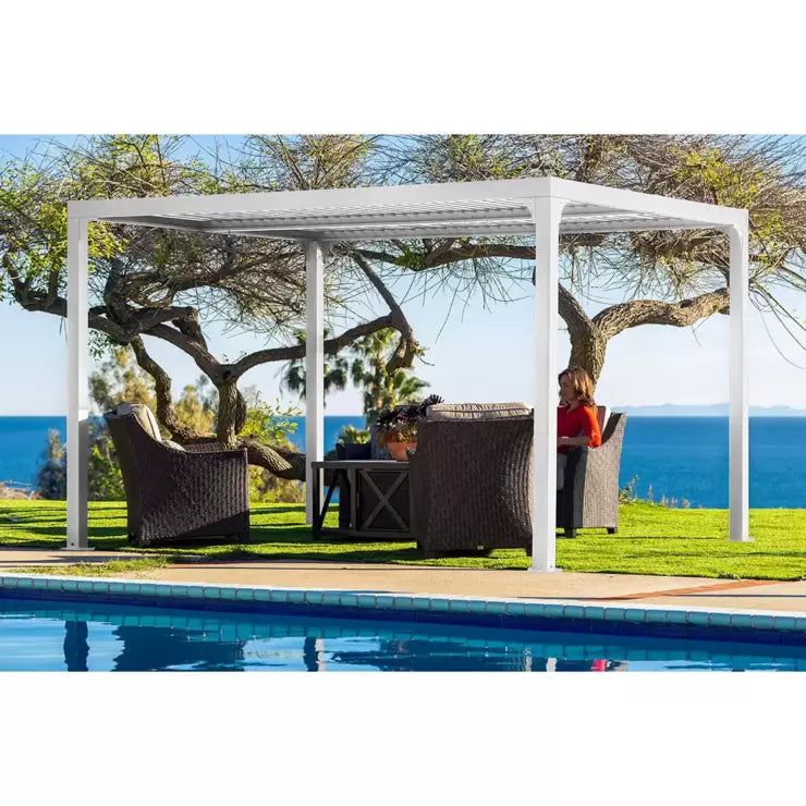 Paragon Novara 10ft x 12ft (3 x 3.6m) Louvered Pergola in White