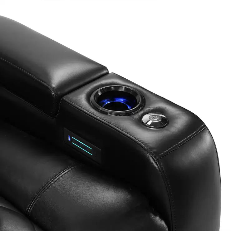 Valencia Tuscany Black Leather Power Reclining Home Theatre Chair