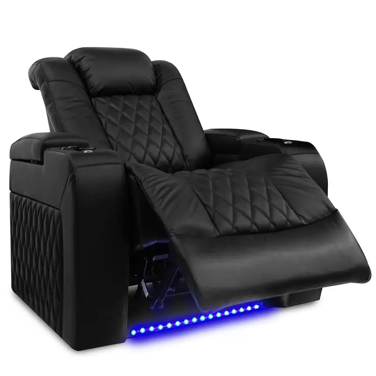 Valencia Tuscany Black Leather Power Reclining Home Theatre Chair