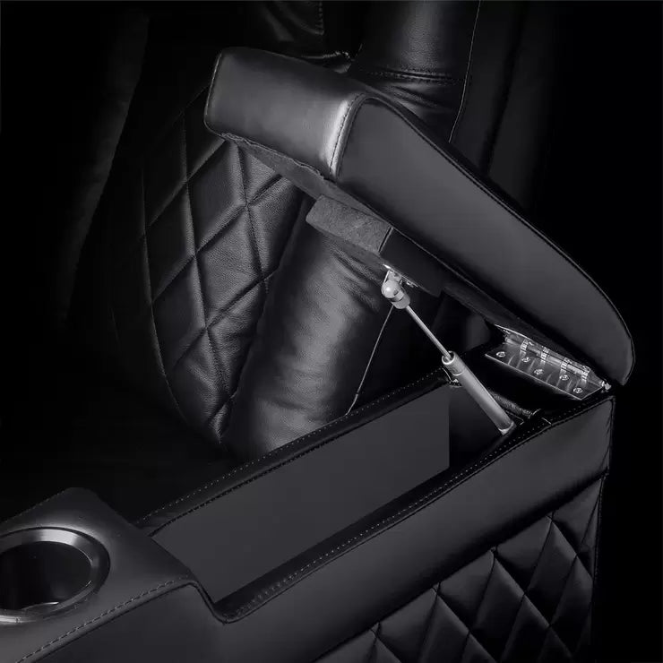 Valencia Tuscany Row of 2 Black Leather Power Reclining Home Theatre Seating
