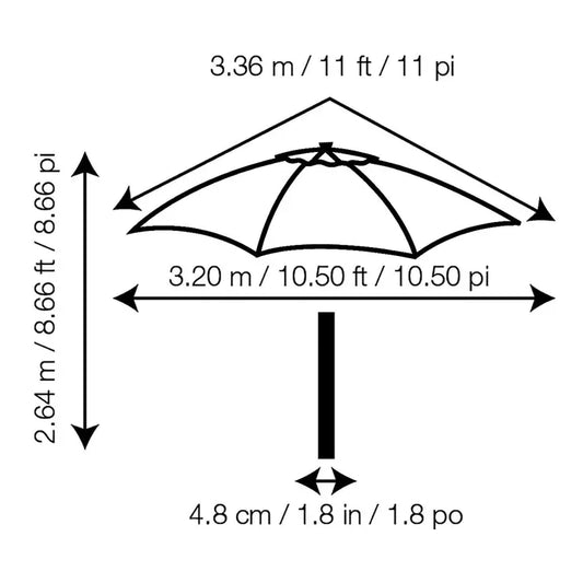 Activa ProShade 11ft (3.3m) Wood-Look Aluminium Market Umbrella in Cast Shale
