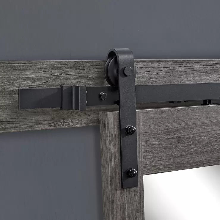 Ove Decors Brittany Mirrored Sliding Interior Barn Door in Carbon Grey Wood