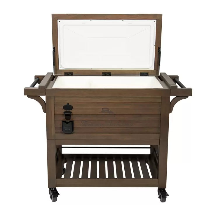 Tommy Bahama 100QT Rolling Wood Cooler