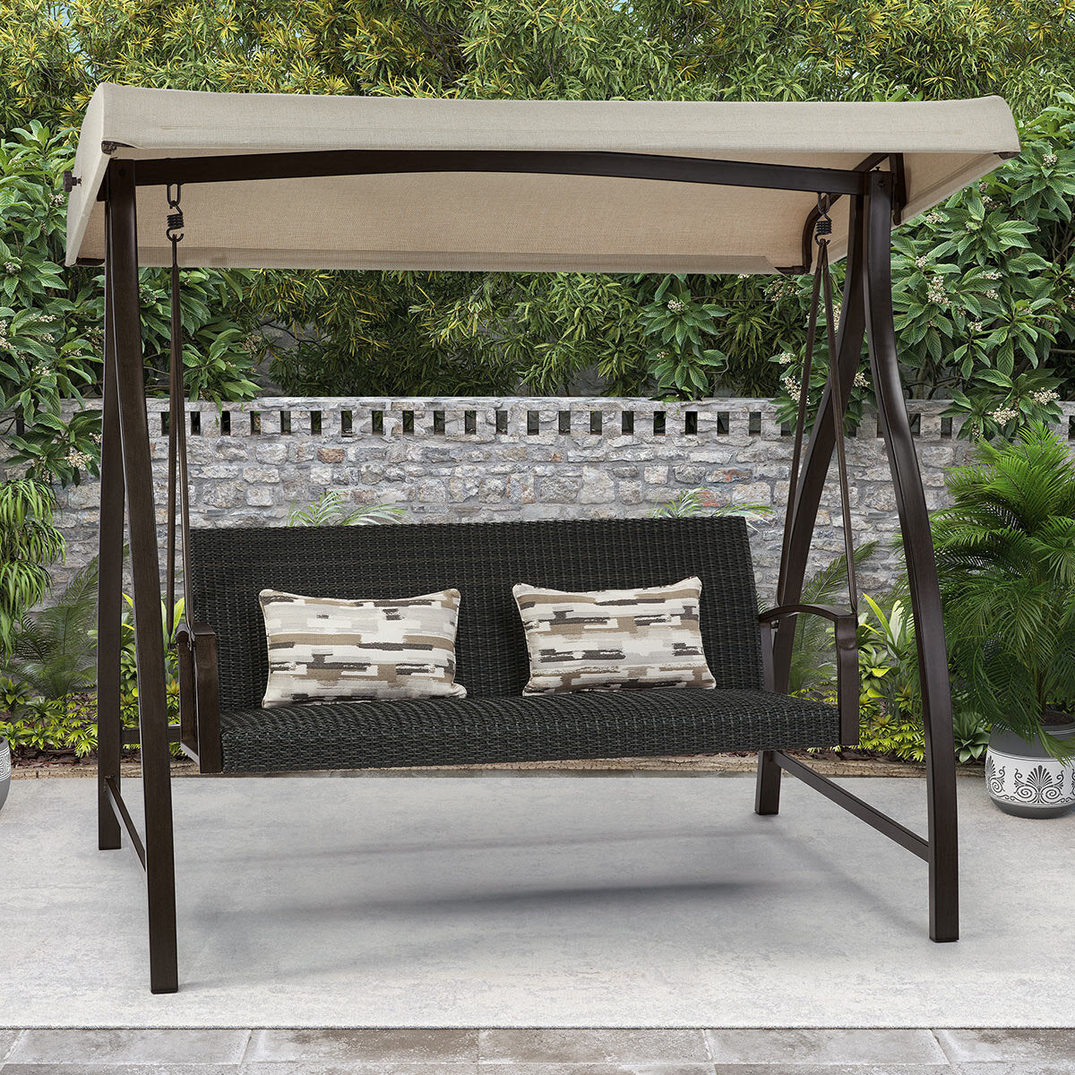 Agio Cameron Woven 2 Seater Canopy Swing in Bliss Sand