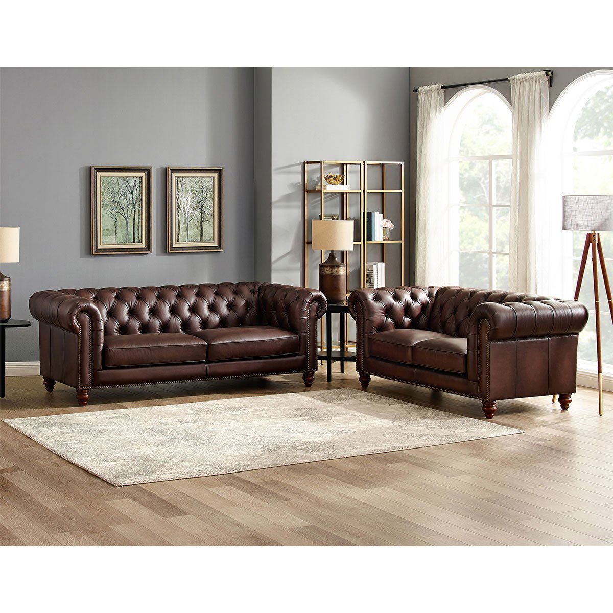 Allington 2 Seater Brown Leather Chesterfield Sofa - Signature Retail Stores