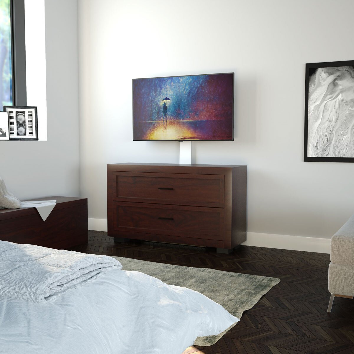 AVF Kelso Against the Wall TV Stand for TV's up to 80" in White - Signature Retail Stores