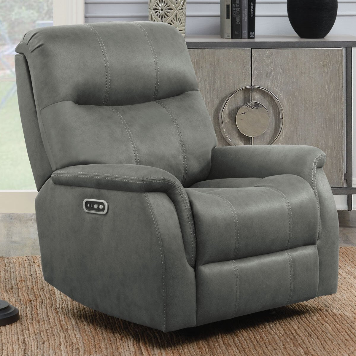 Barcalounger Esme Grey Fabric Rocker Power Recliner with Power