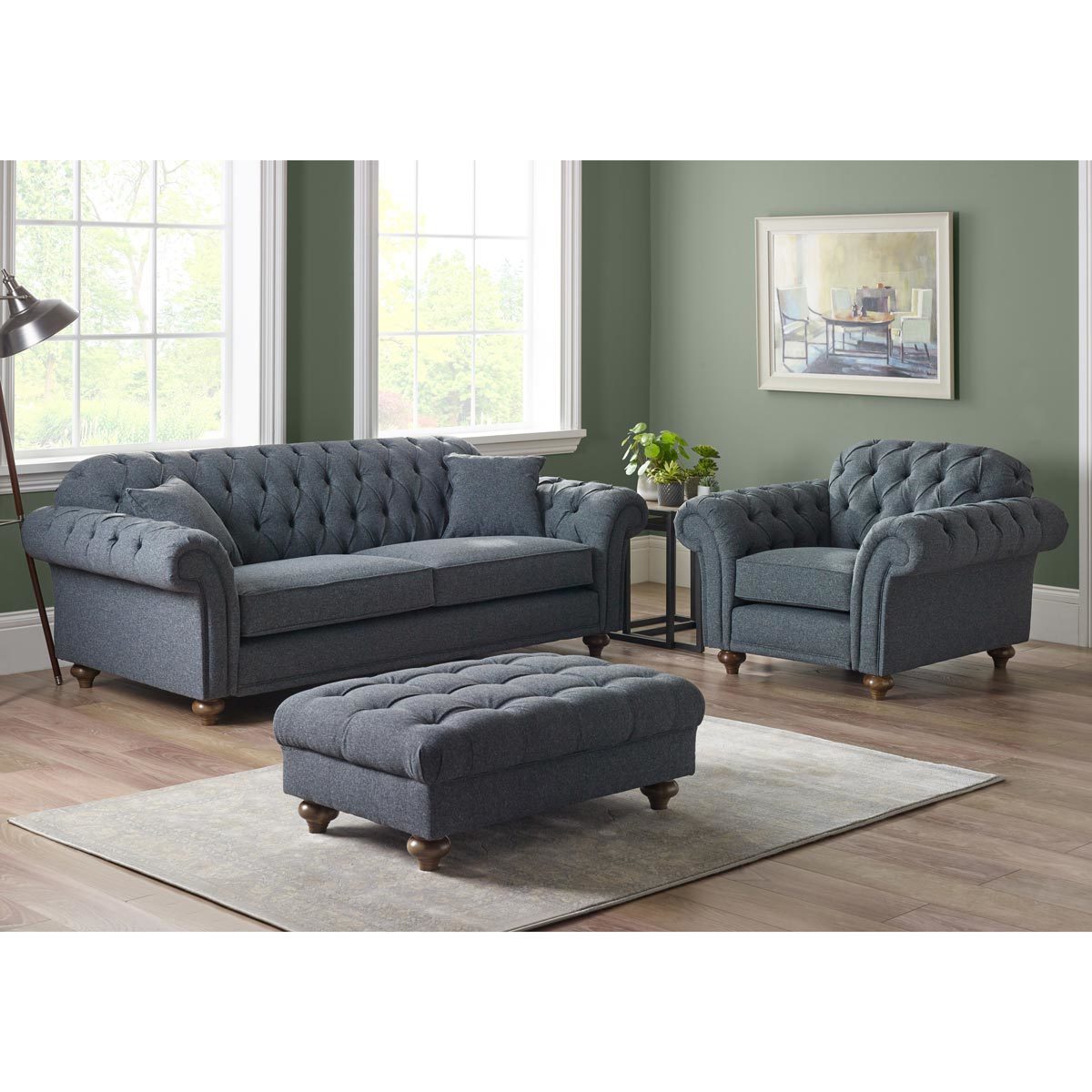 Bordeaux Button Back 2 Seater Fabric Sofa, Grey - Signature Retail Stores