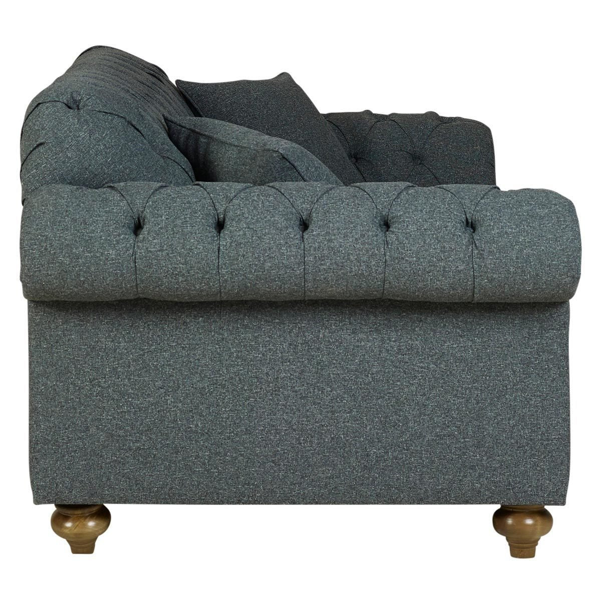 Bordeaux Button Back 2 Seater Fabric Sofa, Grey - Signature Retail Stores