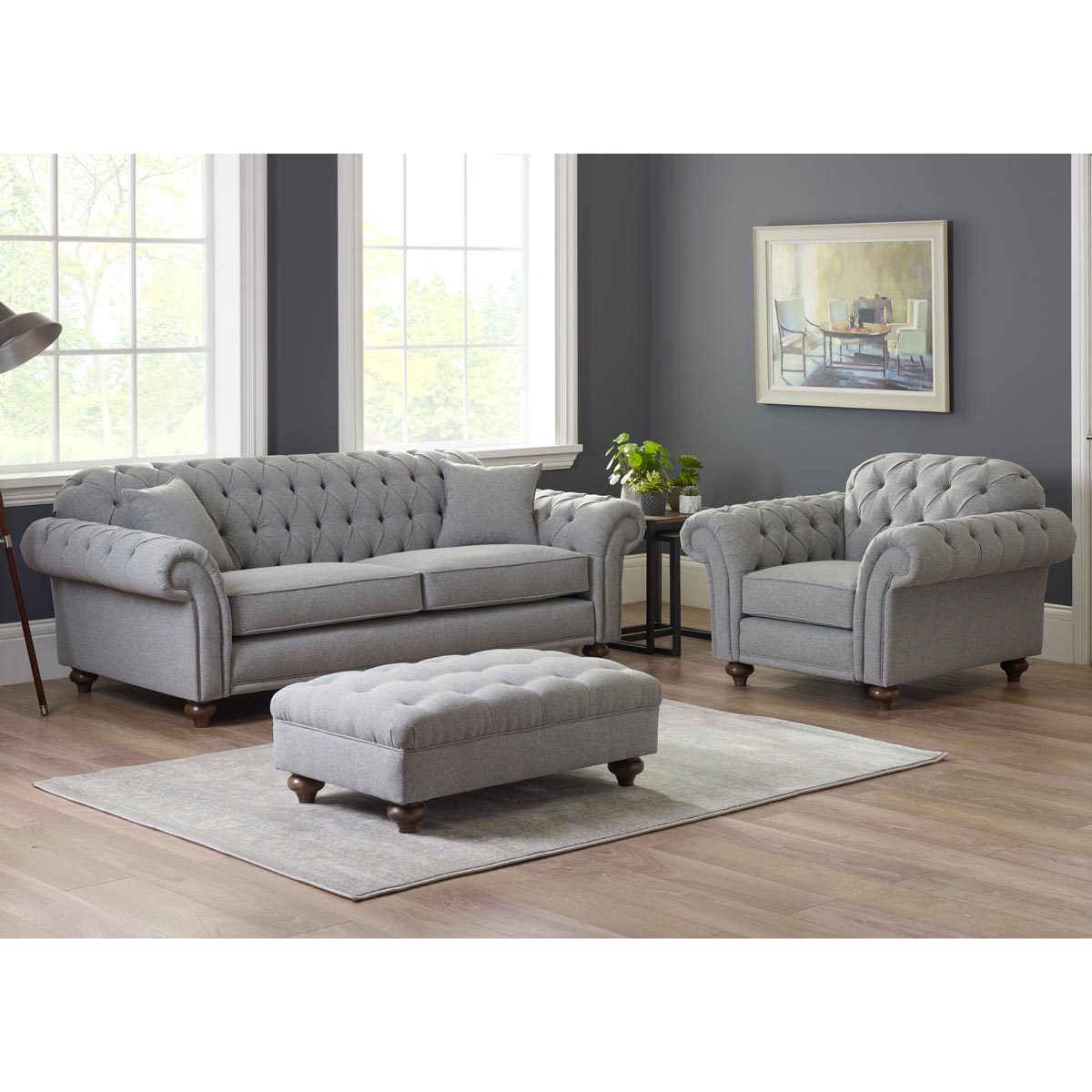 Bordeaux Button Back 2 Seater Fabric Sofa, Mushroom - Signature Retail Stores