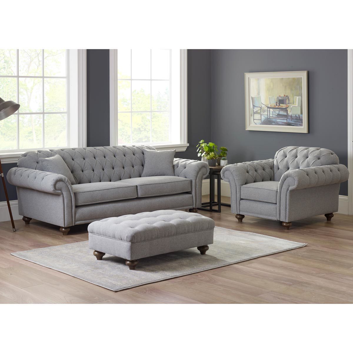 Bordeaux Button Back 4 Seater Fabric Sofa, Mushroom - Signature Retail Stores