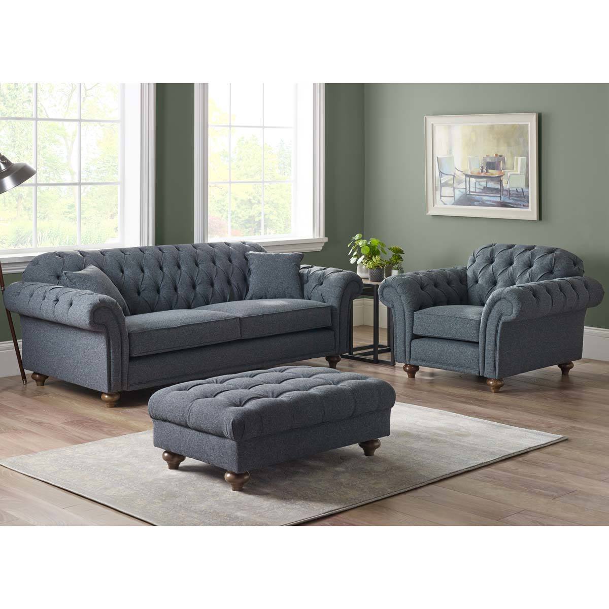 Bordeaux Button Back Fabric Armchair, Grey - Signature Retail Stores