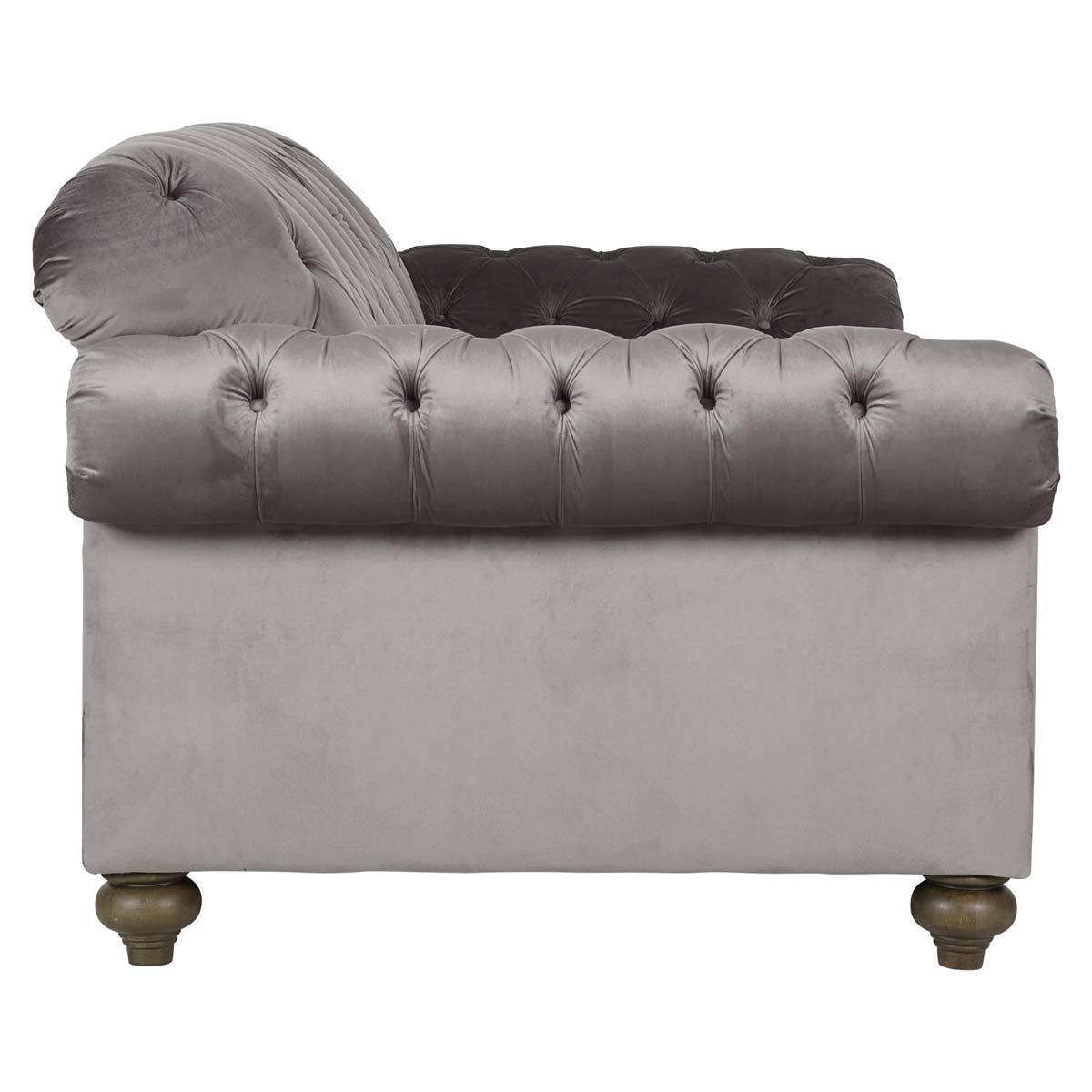 Bordeaux Button Back Velvet 2 Seater, Grey - Signature Retail Stores