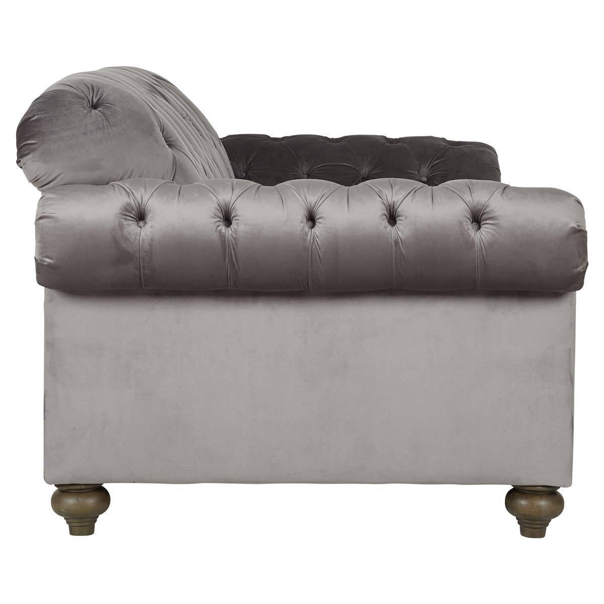 Bordeaux Button Back Velvet 3 Seater, Grey - Signature Retail Stores